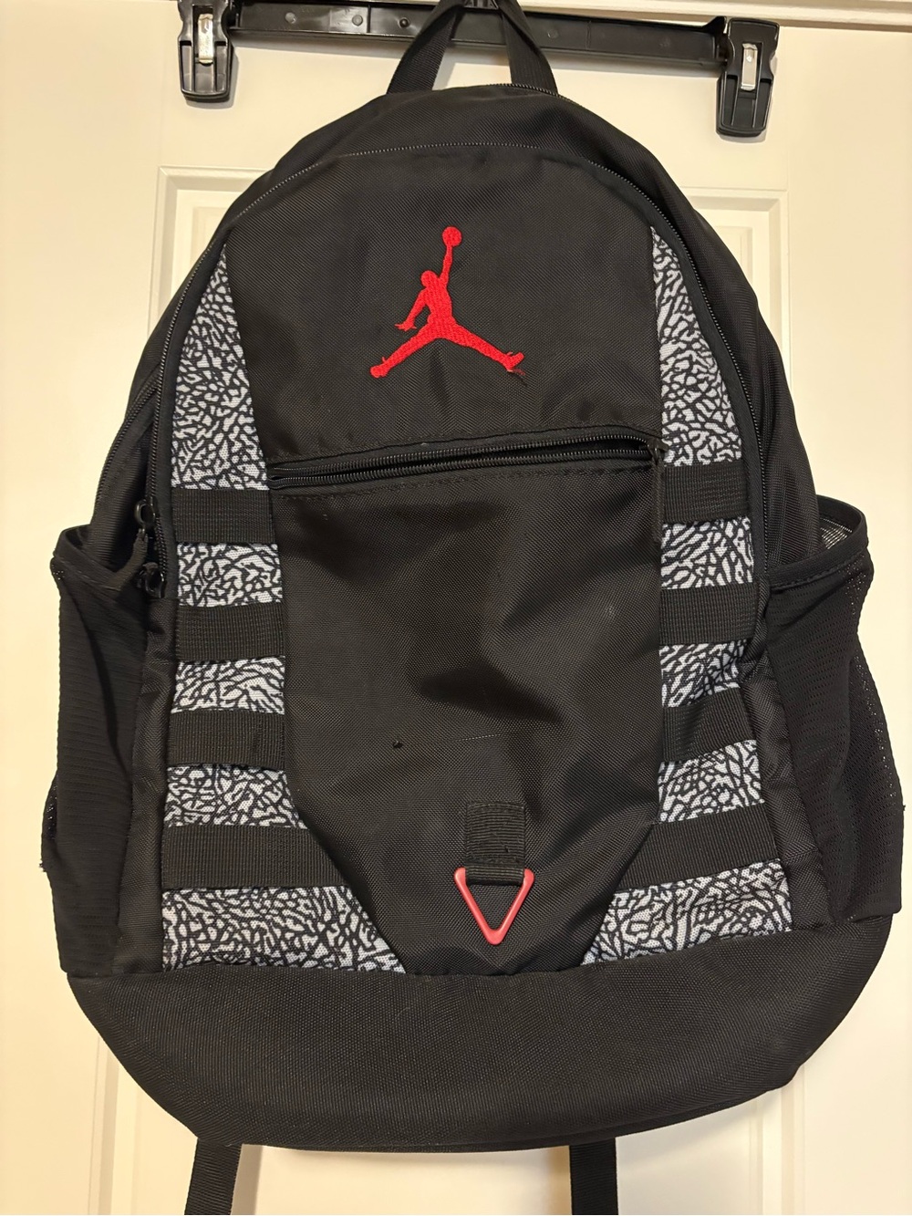 Jordan Black Backpack with Red Jumpman and Grey Elephant Print